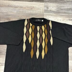 Vintage 90s Protege Collection Black Brown Mens XLT Coogi Style Grandpa Sweater‎